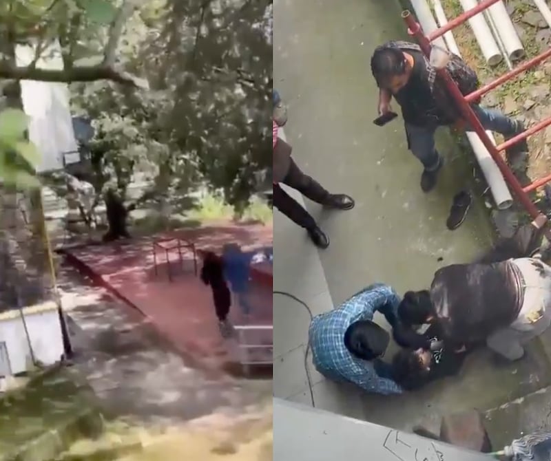 Alumnos y personal del CCH Sur desalojan el plantel tras el ataque con arma blanca.