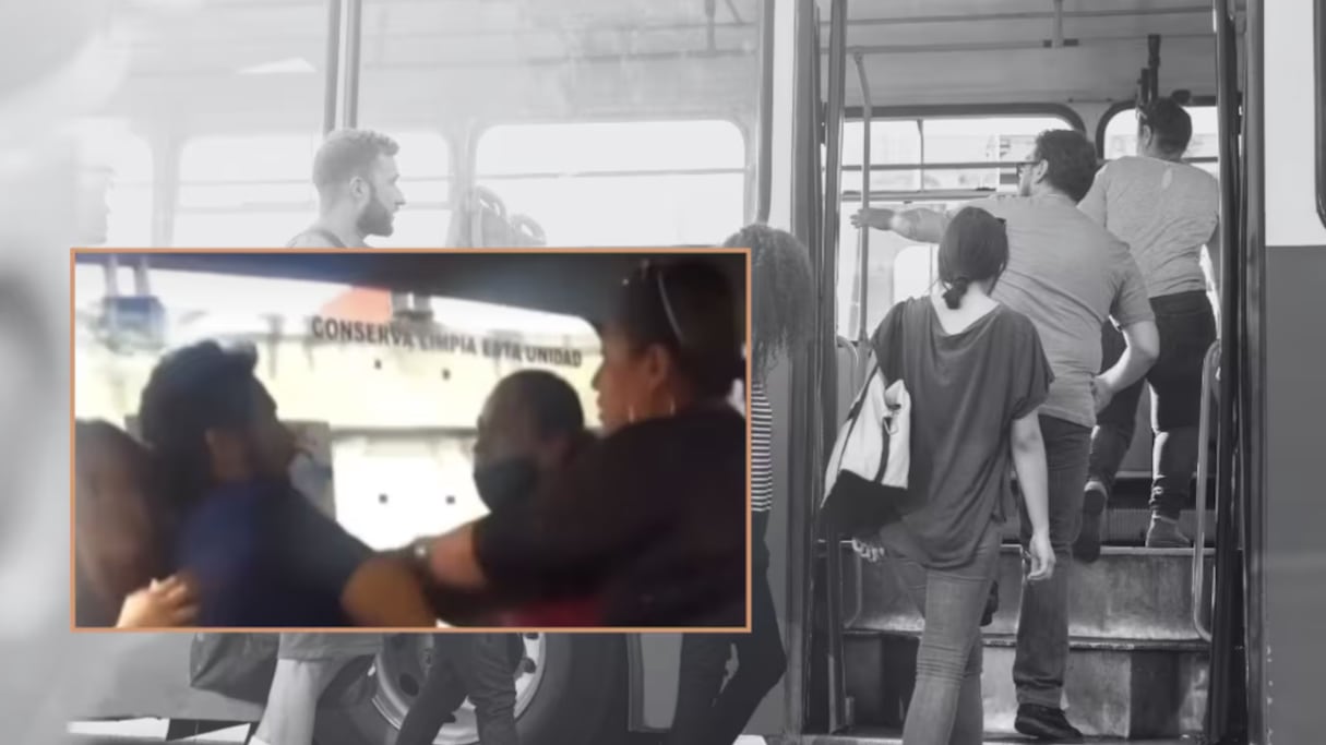Pasajero graba a mujer confrontando a su presunto esposo con su amante en un bus