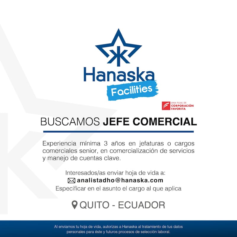 Vacantes laborales en Hanaska, en Quito