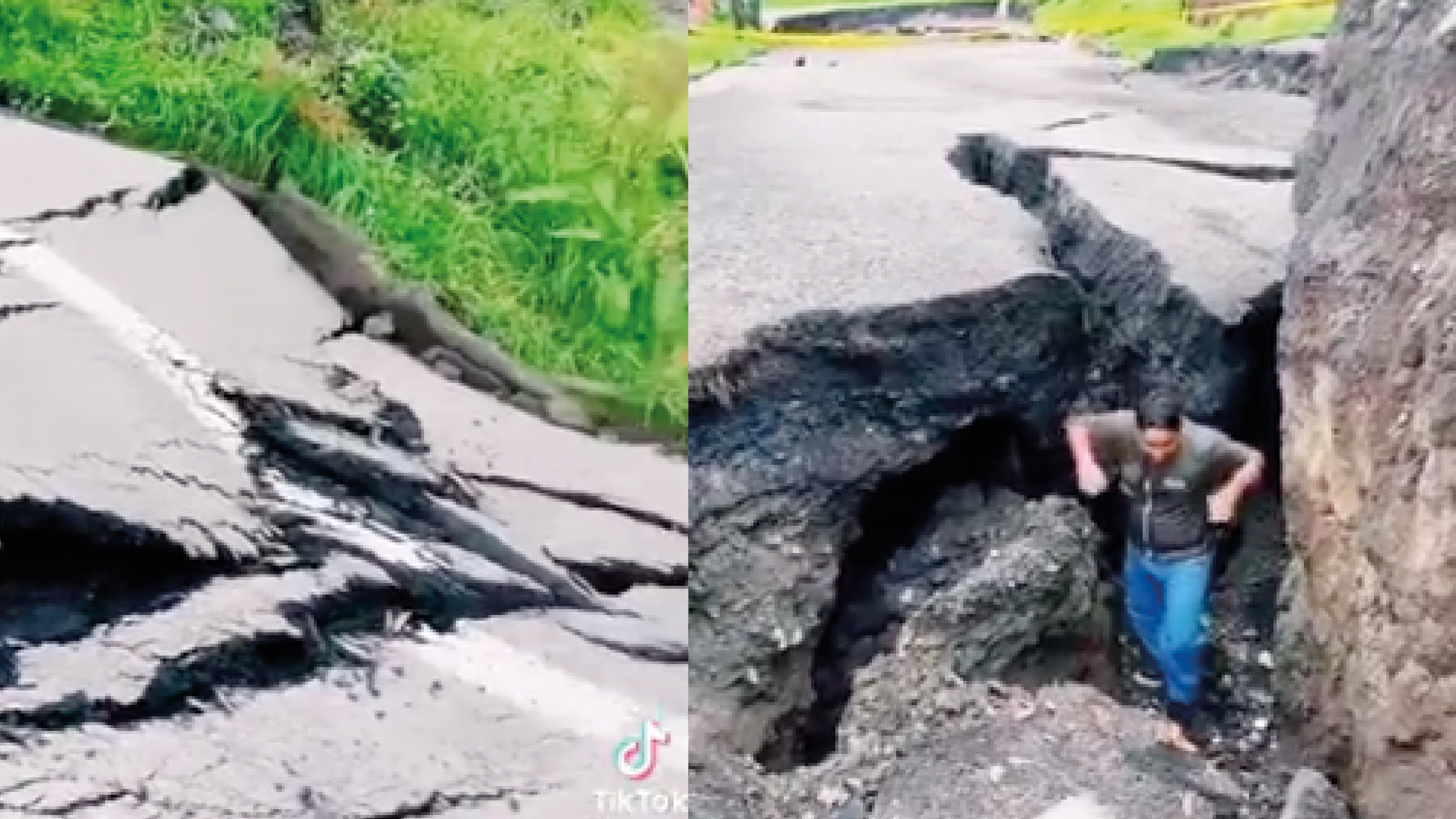 Enormes grietas y calles partidas: TikToker arriesgó su vida para grabar video del inicio de la tragedia en Alausí