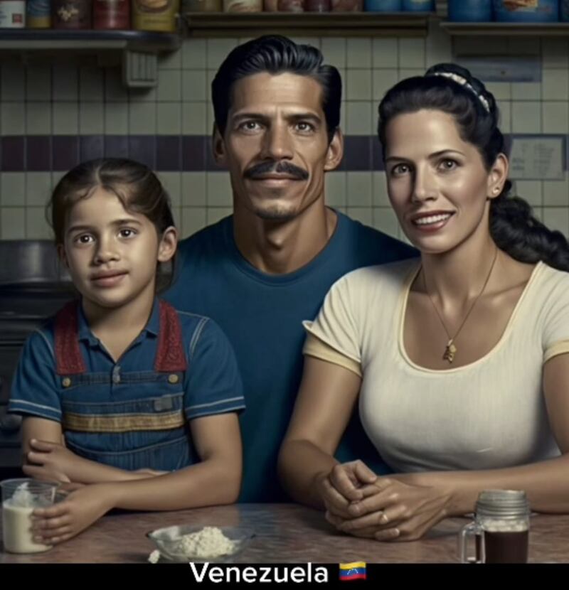 La Inteligencia Artificial una vez más diseño una nueva imagen de la familia de Venezuela