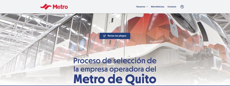 Proceso de selección de la empresa operadora del Metro de Quito se vuelve a publicar