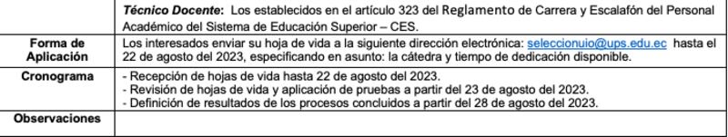 Convocatoria a concurso para Docentes Ocasionales y Técnicos Docentes