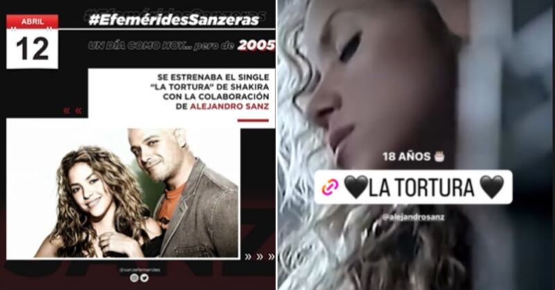 La cantante colombiana también publicó en sus stories un pedazo del video con un emoji de corazón, etiquetando a Sanz.