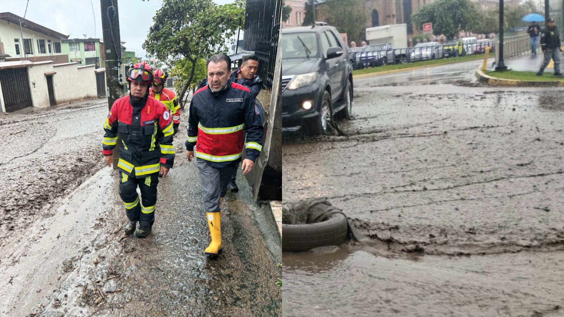 Alcalde de Quito, Pabel Muñoz, llega a La Gasca para atender la emergencia por el aluvión este 02 de abril