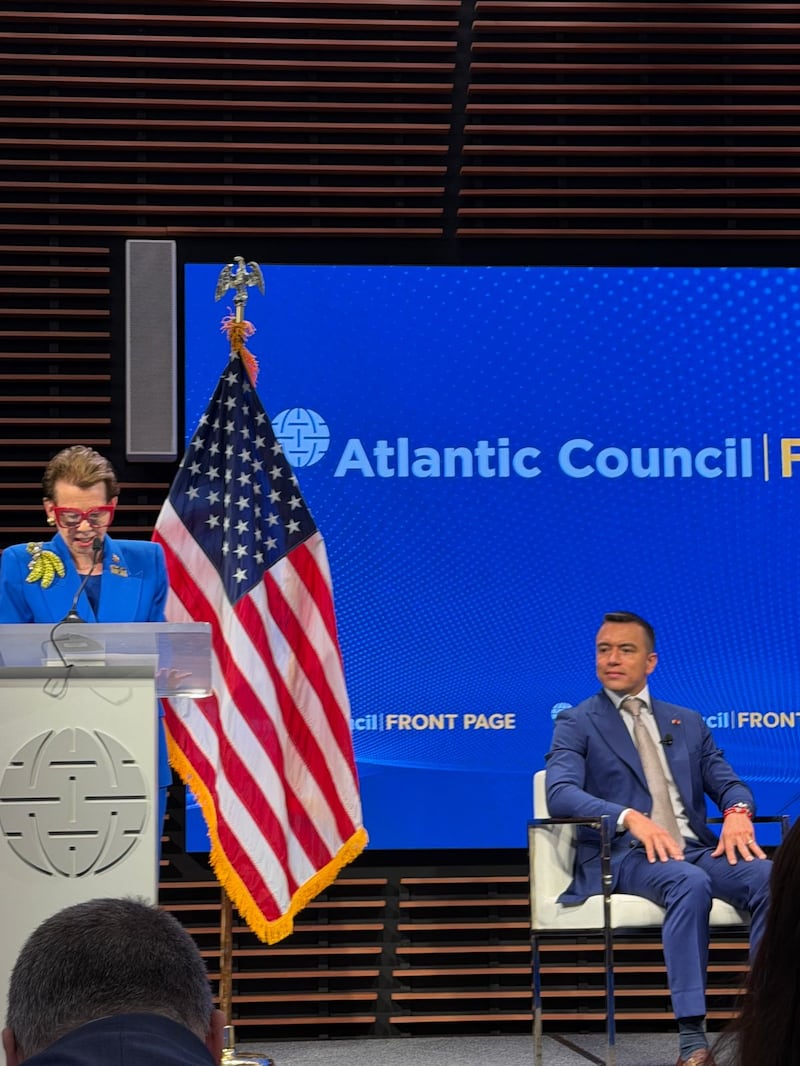 Conversatorio Atlantic Council, en el que participó el presidente de la República, Daniel Noboa, en Washington.