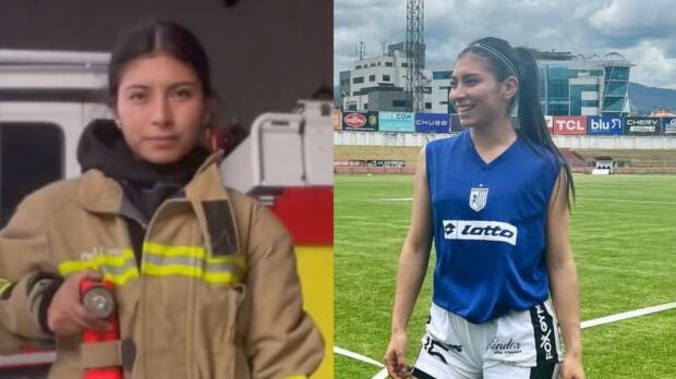 Paola Flores, jugadora del Deportivo Cuenca y bombera