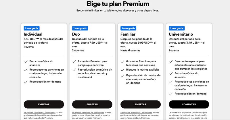 Planes de Spotify en Ecuador