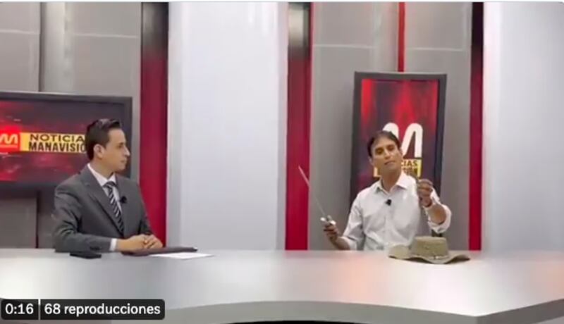 Candidato a prefecto usó un cuchillo en una entrevista televisada