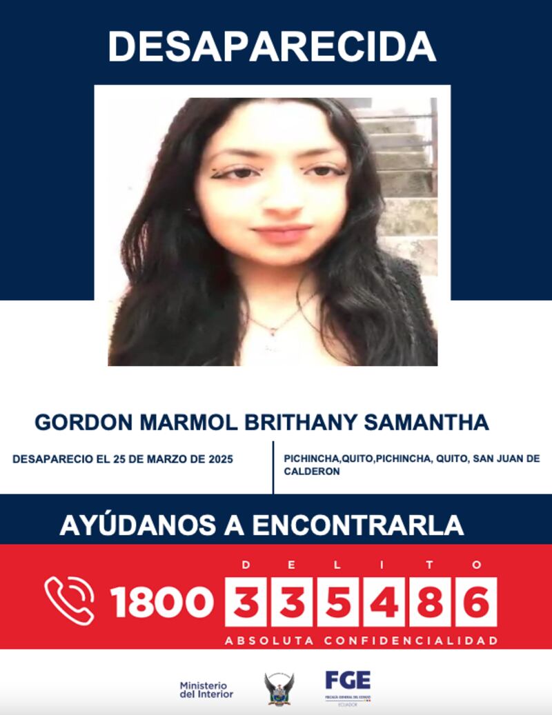 Adolescente llevan más de cinco días desaparecida en Quito