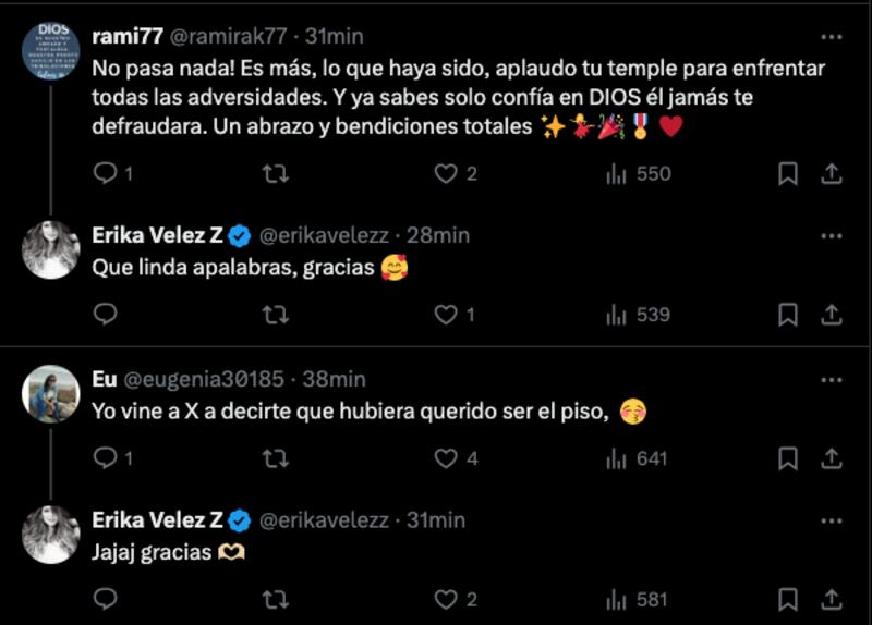 Erika Vélez responde con humor los comentarios