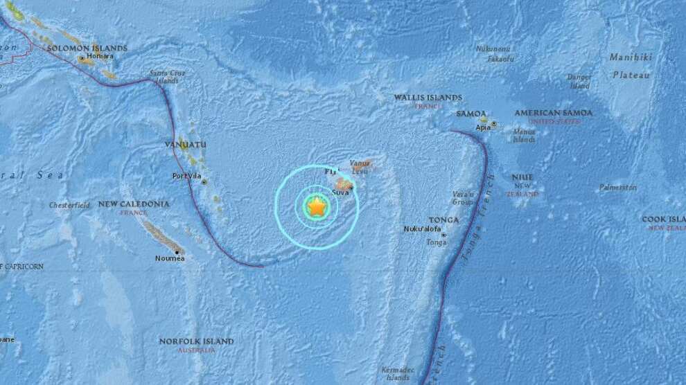 Islas Fiyi, alerta de tsunami/Twitter @USGS