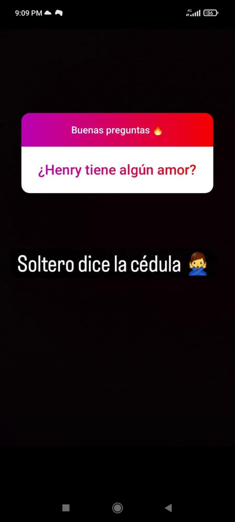 Captura de pantalla de historia de Instagram de Henry