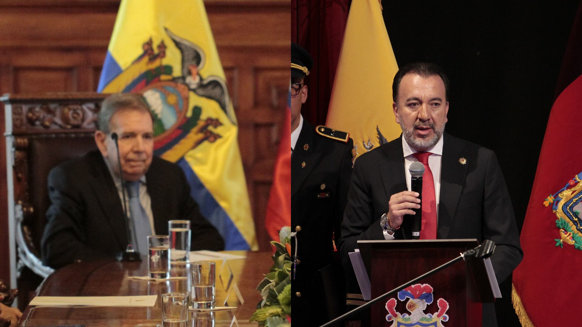El líder de la mayor coalición antichavista, Edmundo González Urrutia, y el alcalde de Quito Pabel Muñoz