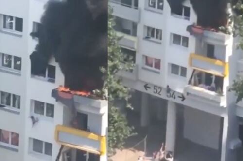 Dramático rescate: dos niños saltaron 9 metros de altura para escapar del fuego