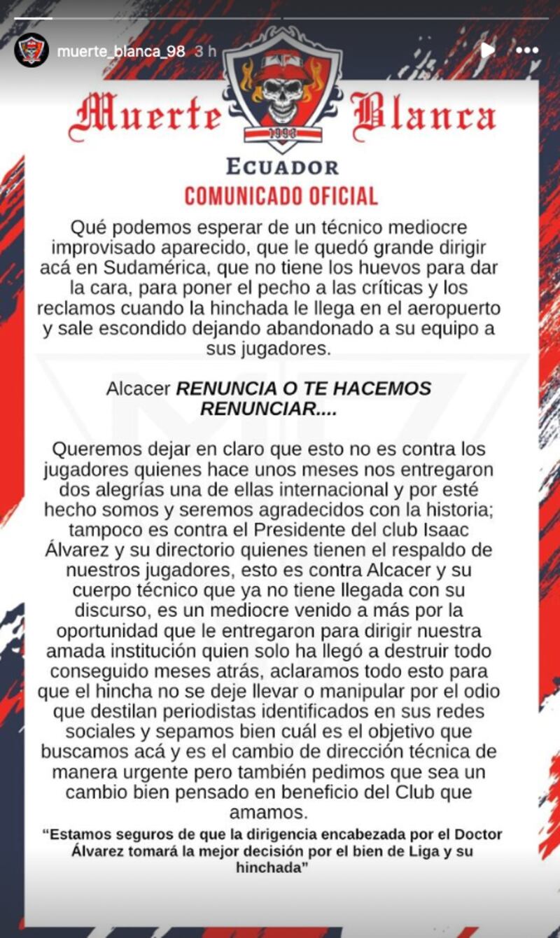 Josep Alcácer, piden salida del director técnico