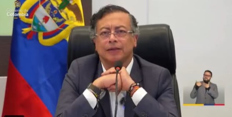Foto del presidente Gustavo Petro en alocución sobre atentado a Miguel Uribe.