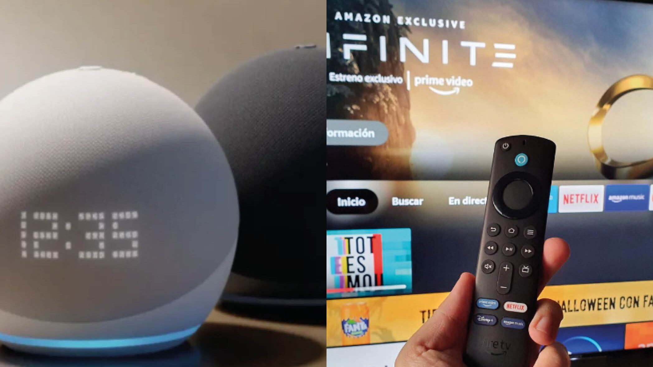 Sí tienes dos parlantes Alexa Echo Dot, así puedes combinarlos para tener tu propio cine en casa inteligente