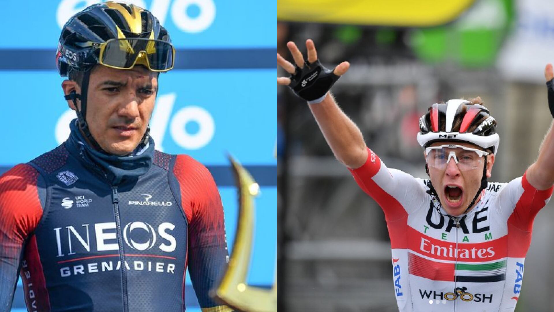 Richard Carapaz y Tadej Pogacar