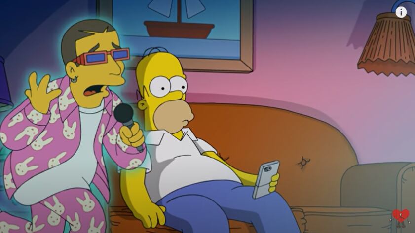 Bad Bunny en video musical con Los Simpson
