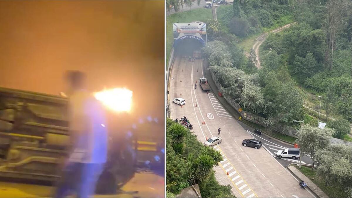 Vehículo se incendió en el túnel Guayasamín