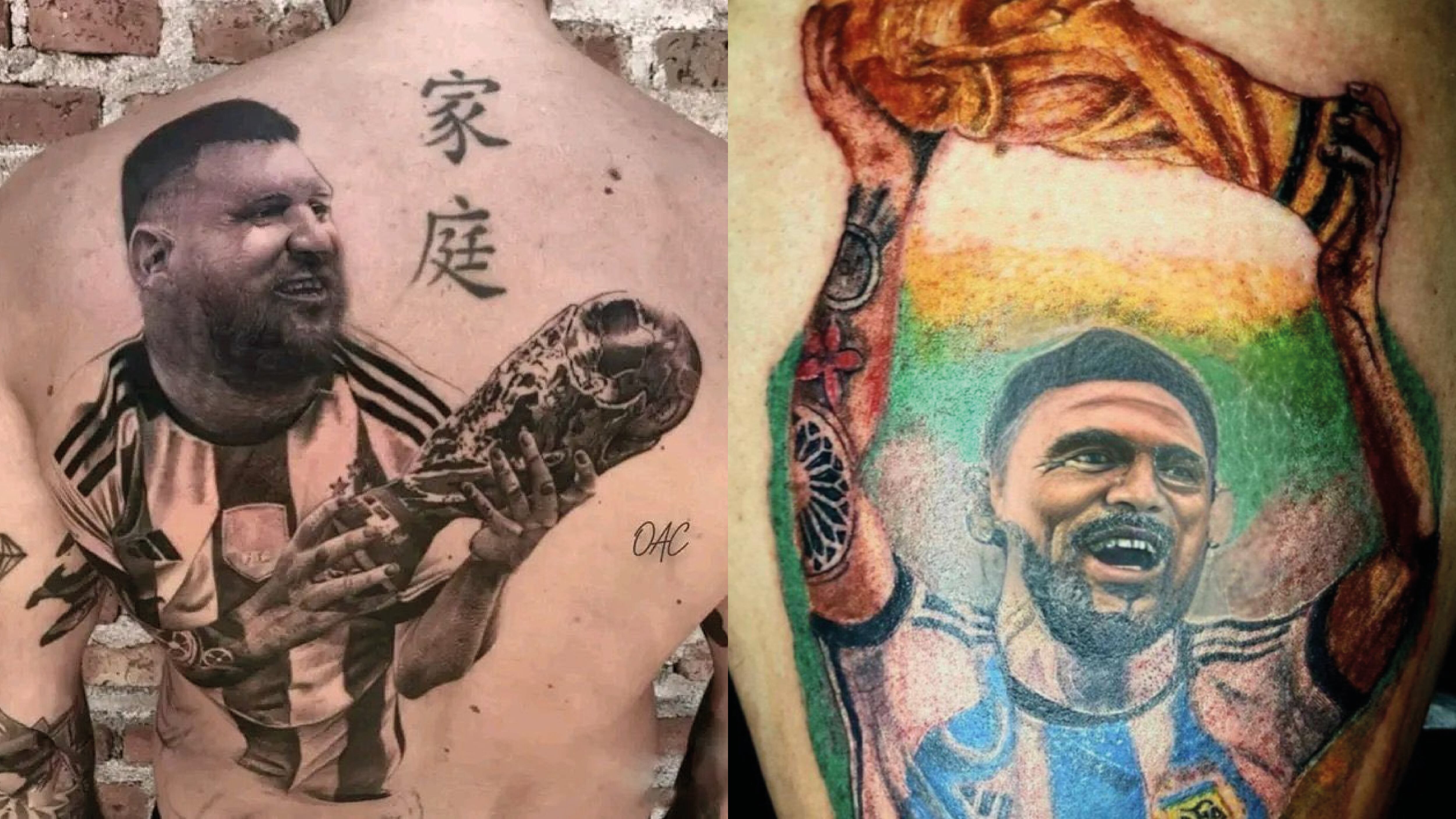Los peores tatuajes que la gente se hizo de Lionel Messi levantando la Copa