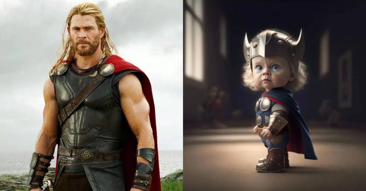 Chris Hemsworth, interpreta a Thor, y así luce si fuese un bebé