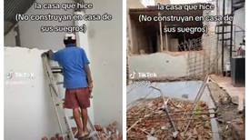 Hombre destruye casa que construyó en terreno de sus suegros: “Me botaron, pero me la llevo”