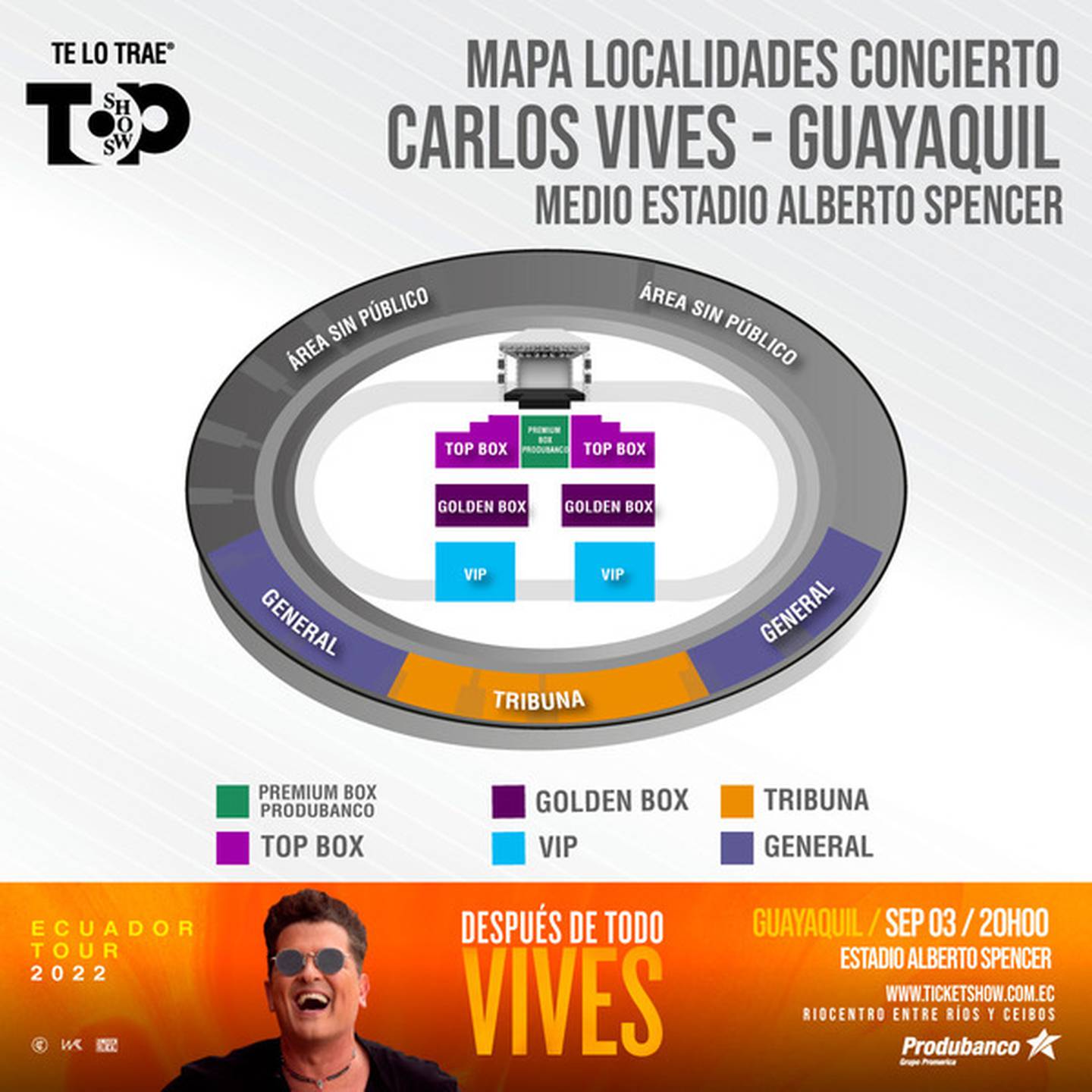 Localidades del concierto de Carlos Vives en Guayaquil